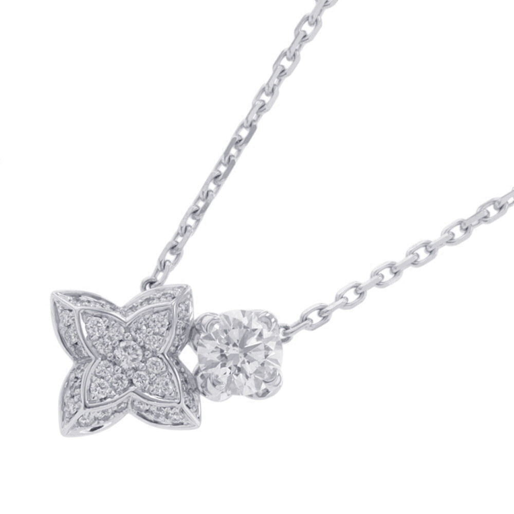 Louis Vuitton Necklace LV Diamond Pendant Double Round Center Stone Approx. 0...